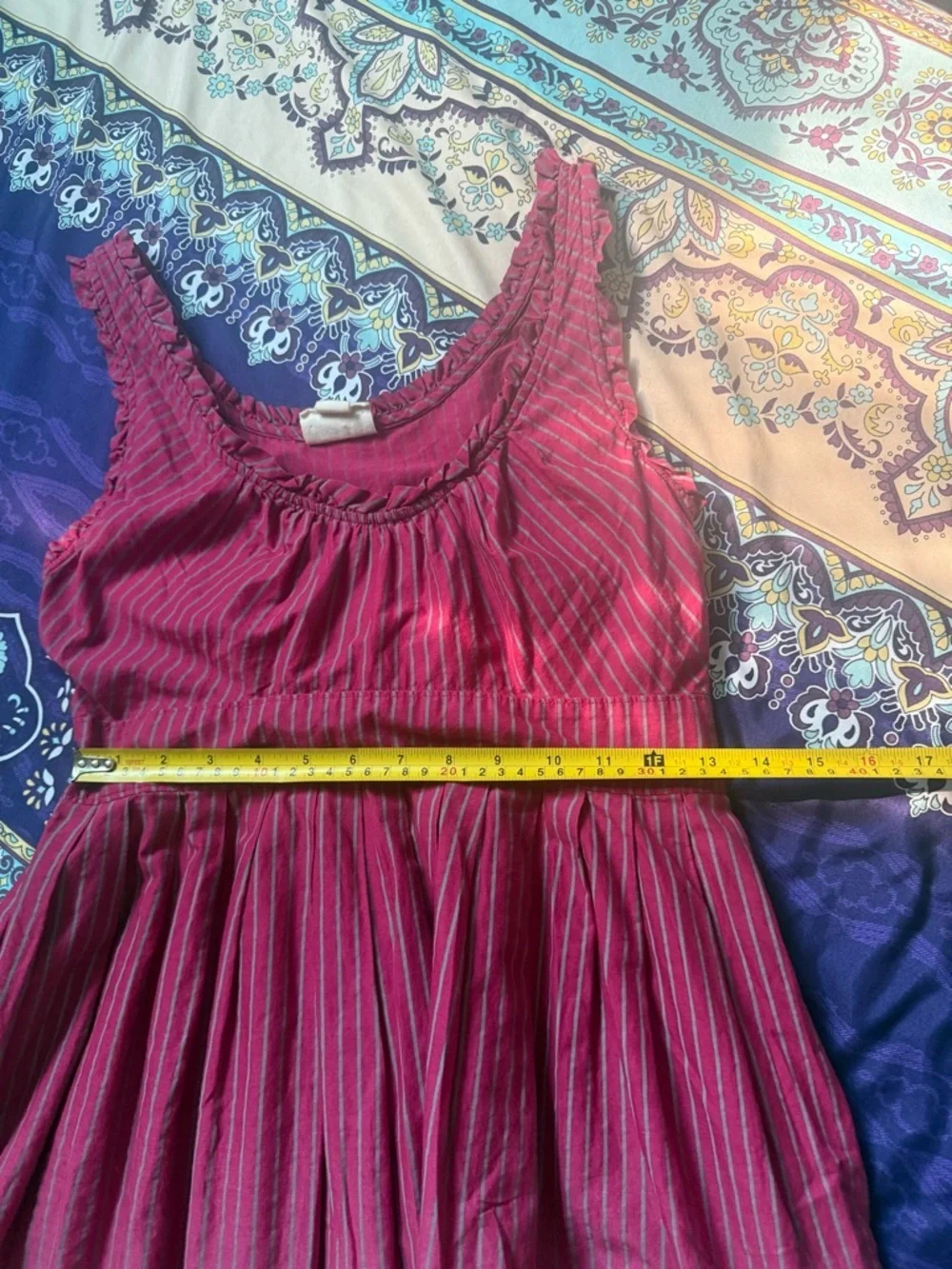 Converse One Star Ombre Sundress Size S Pink Stripe Tie Back Cotton Summer Dress - Picture 10 of 12